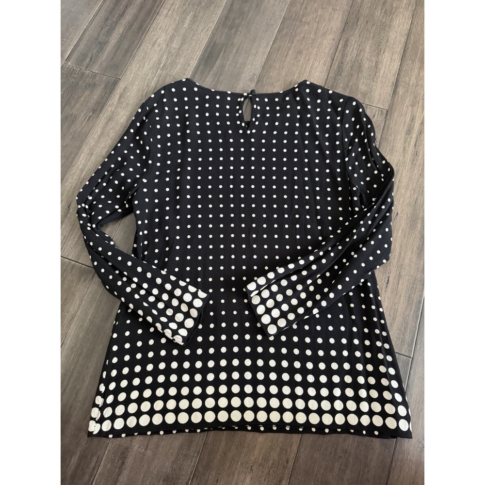 J. Crew Women's Black White Polka Dot Blouse Size 4 Long Sleeve Professional - Picture 3 of 6